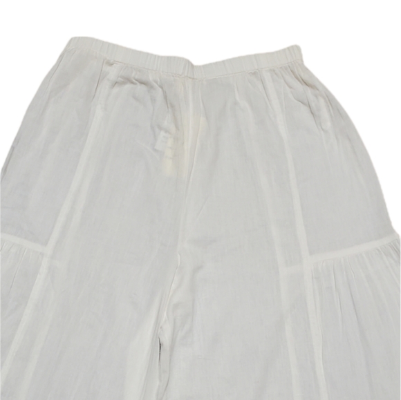 White Sheer Wide Leg Elastic Waistband Etc. By lazy daisy Boho Palozza Pants - Picture 4 of 13